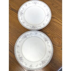 Noritake Salzburg 7299 Ivory China Dinner Plates Set of 2 Grey Floral Japan